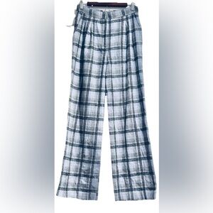 NWOT Lush Women’s Small Powder Blue Plaid Dress Pants 5% Wool Academia Boho